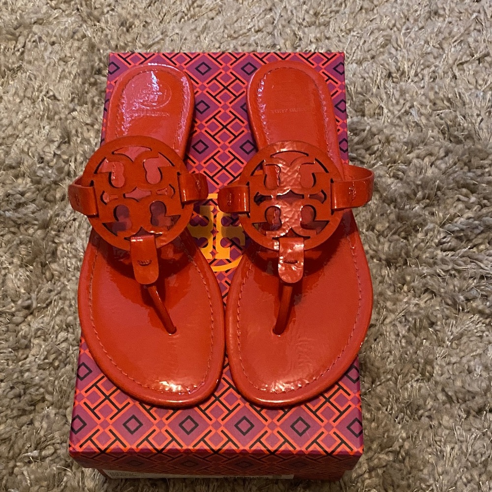 Tory Burch MILLER Patent Leather Sandal in Bright Samba